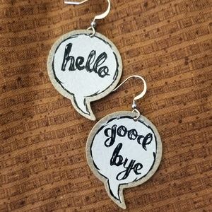 HAND PAINTED faux leather earrings!